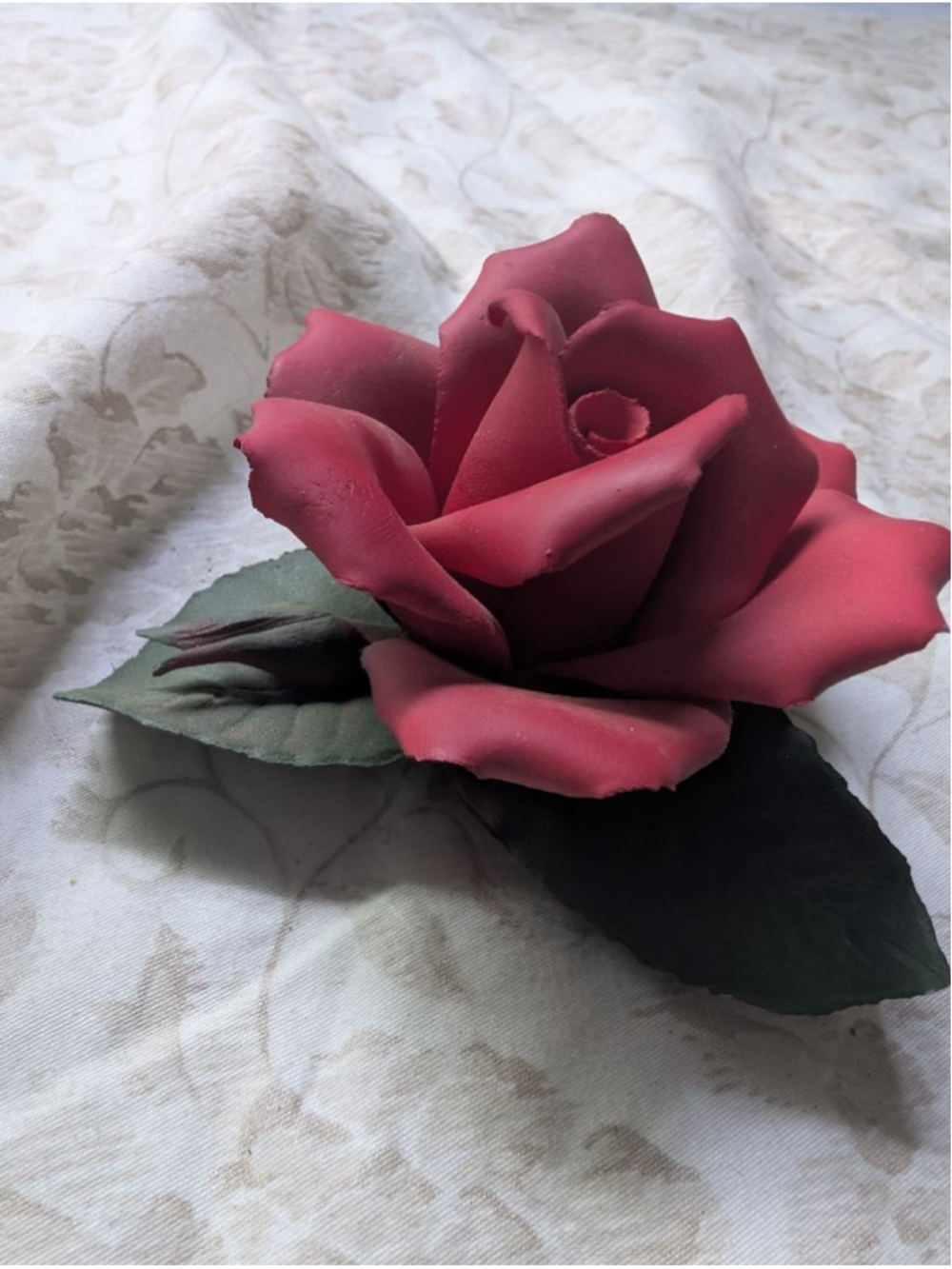 Vintage Capodimonte Red Rose Faux Floral